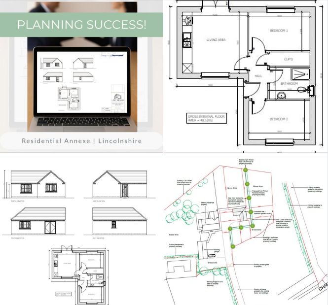 Planning drawings for a two-bedroom annexe at Tumby Woodside